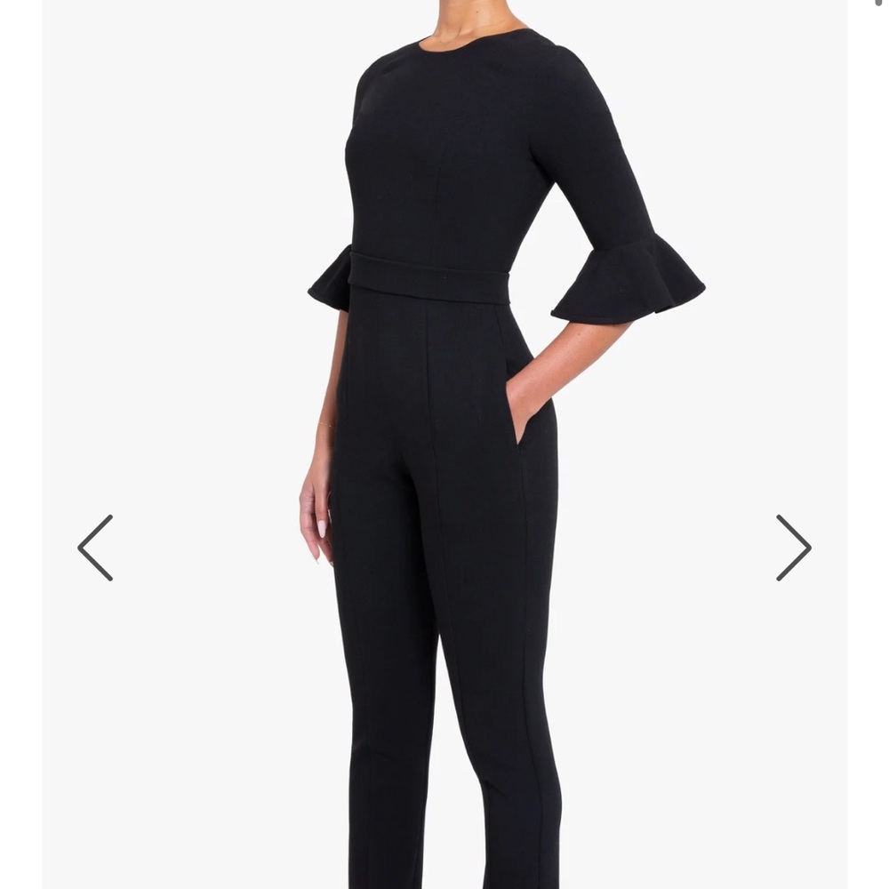 Black Halo Brooklyn Jumpsuit- Chic Black Ruffle Sleeve Jumpsuit